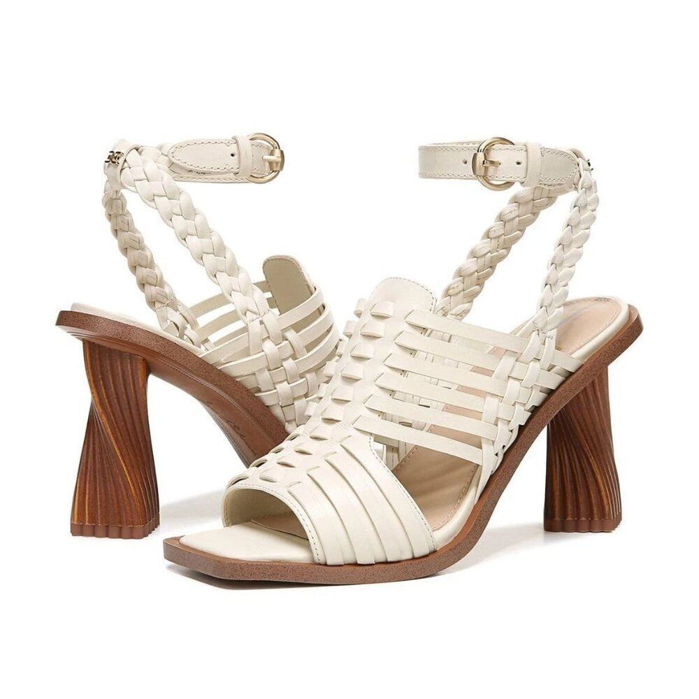 Sam Edelman Size 8M Holland Ivory Leather Twisted Heel Sandal